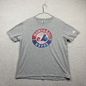 Montreal Expos x Coors Light Cooperstown T-Shirt Gray Distressed Retro Logo Sz L